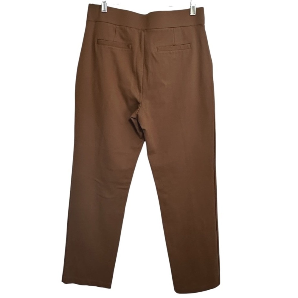 Matty M Ponte Pants Womens Brown High Rise Pintuck Slim Leg Dark Academia L‎